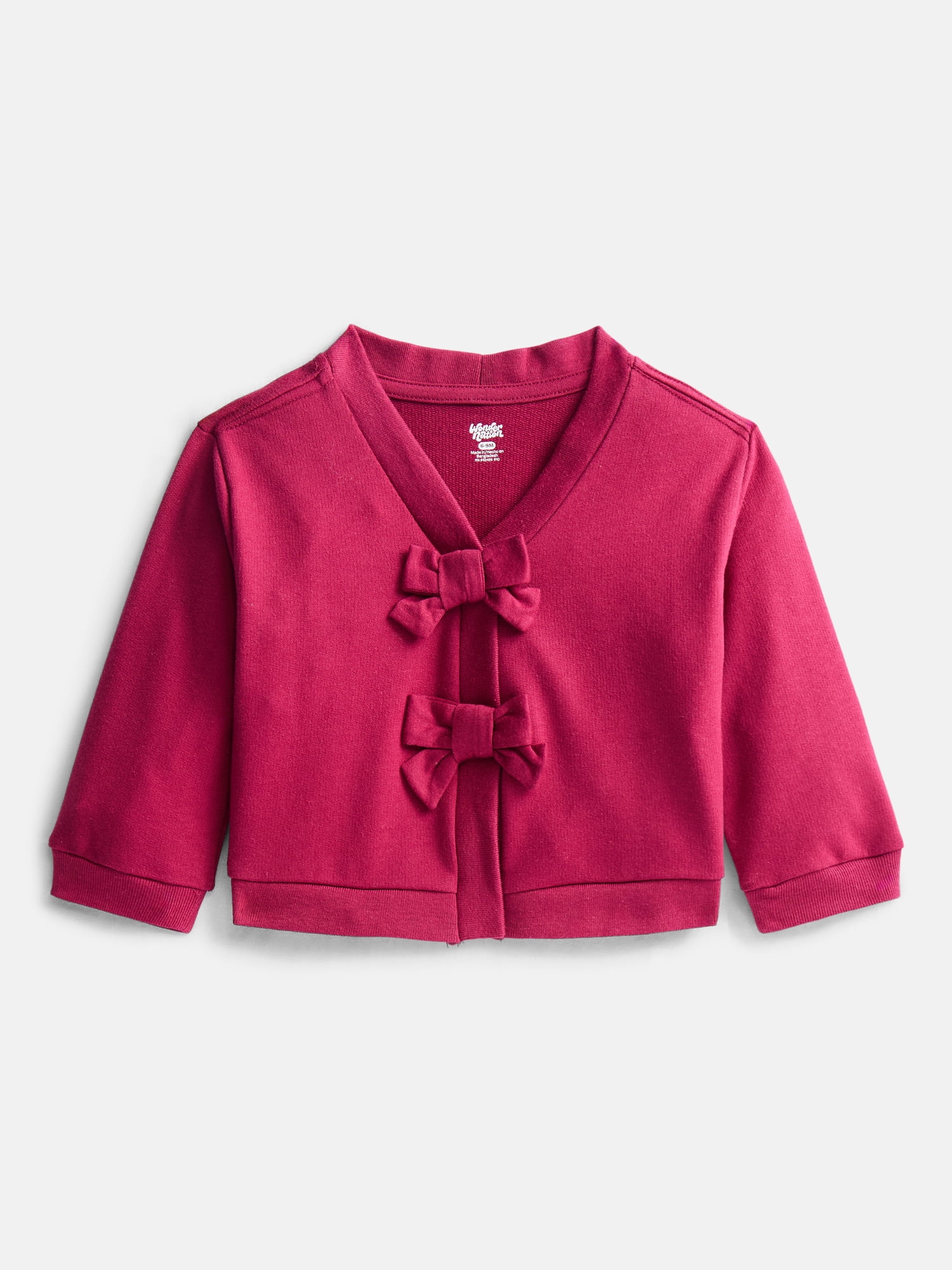 Wonder Nation Baby Girls' Bow Front Cardigan Sweater, Sizes 0M-24M
