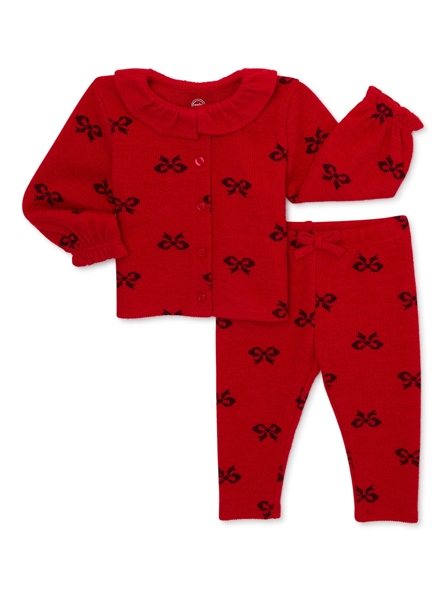 Wonder Nation Baby Girl Cardigan and Pants Outfit Set, 2Piece, Sizes 0