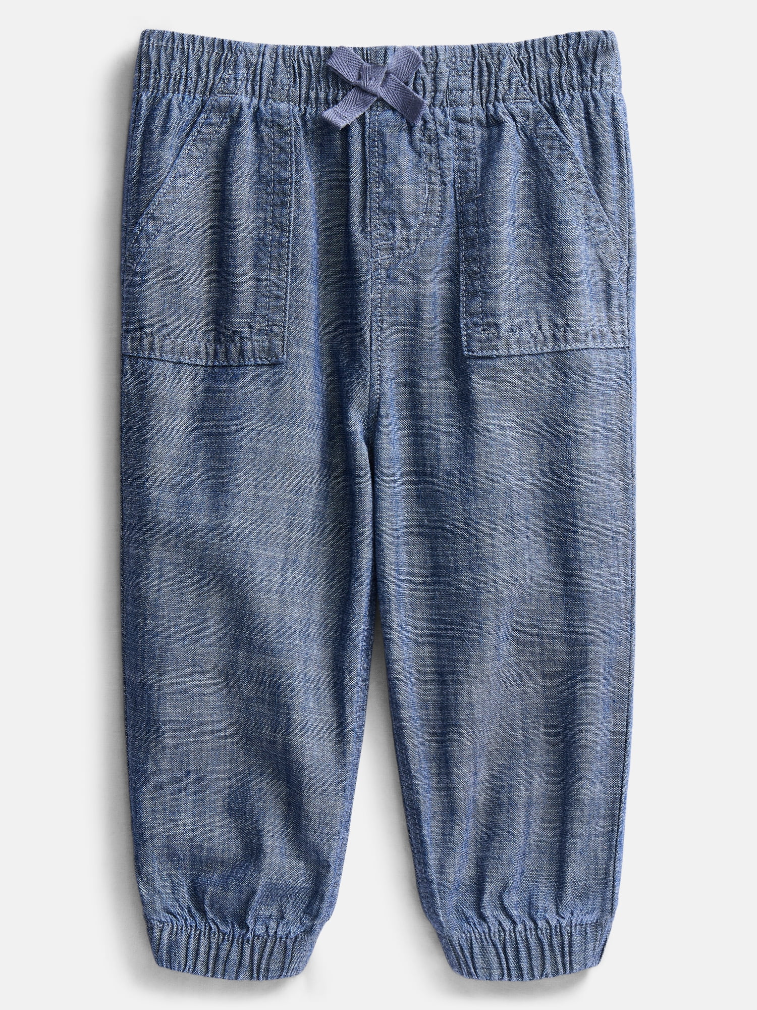 Wonder Nation Baby Girls Chambray Joggers, Sizes 0-24 Months
