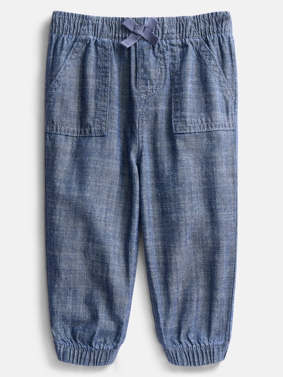Baby Girls Chambray Joggers, Sizes 0-24 Months