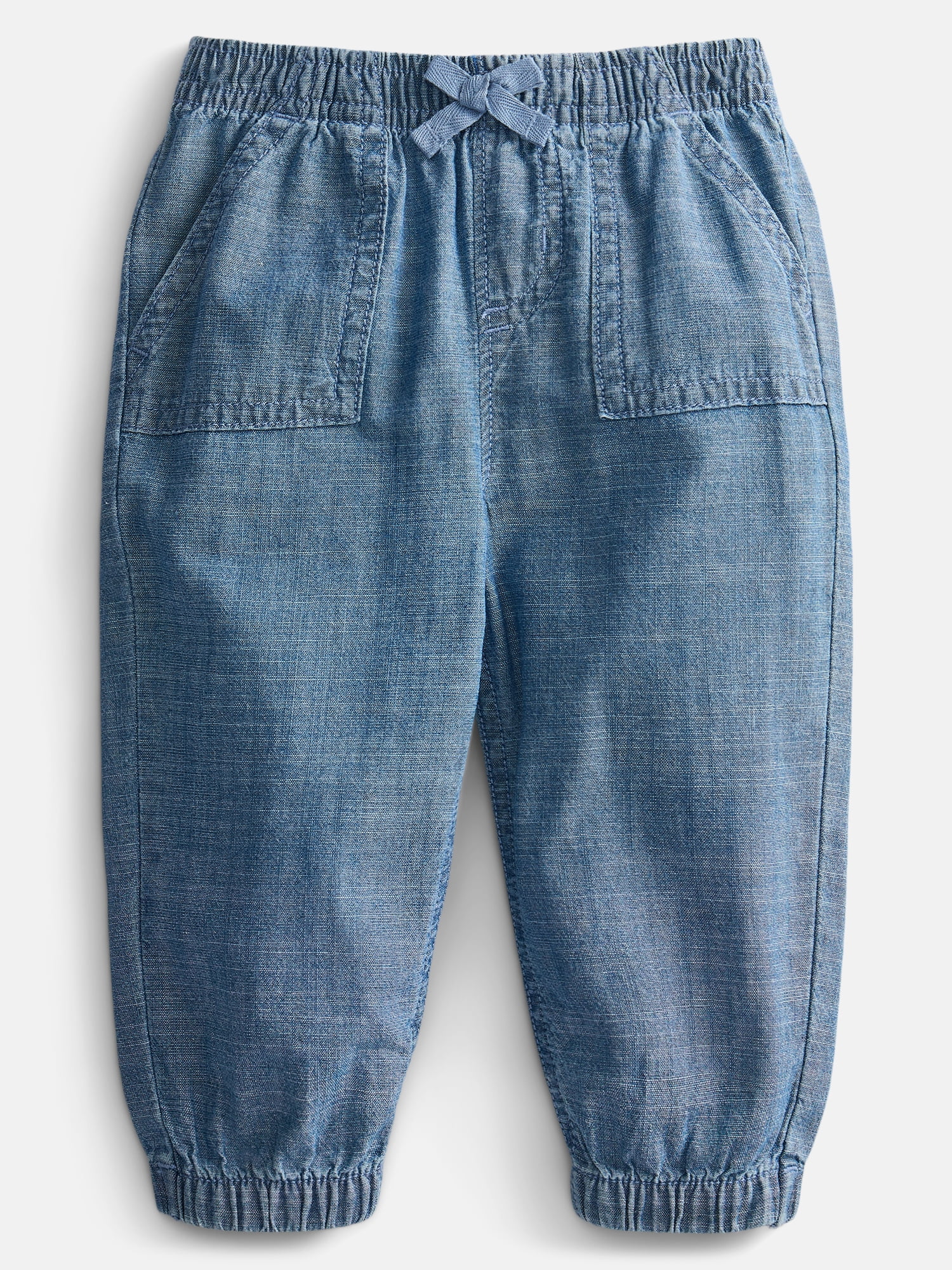Wonder Nation Baby Girls Chambray Joggers, Sizes 0-24 Months