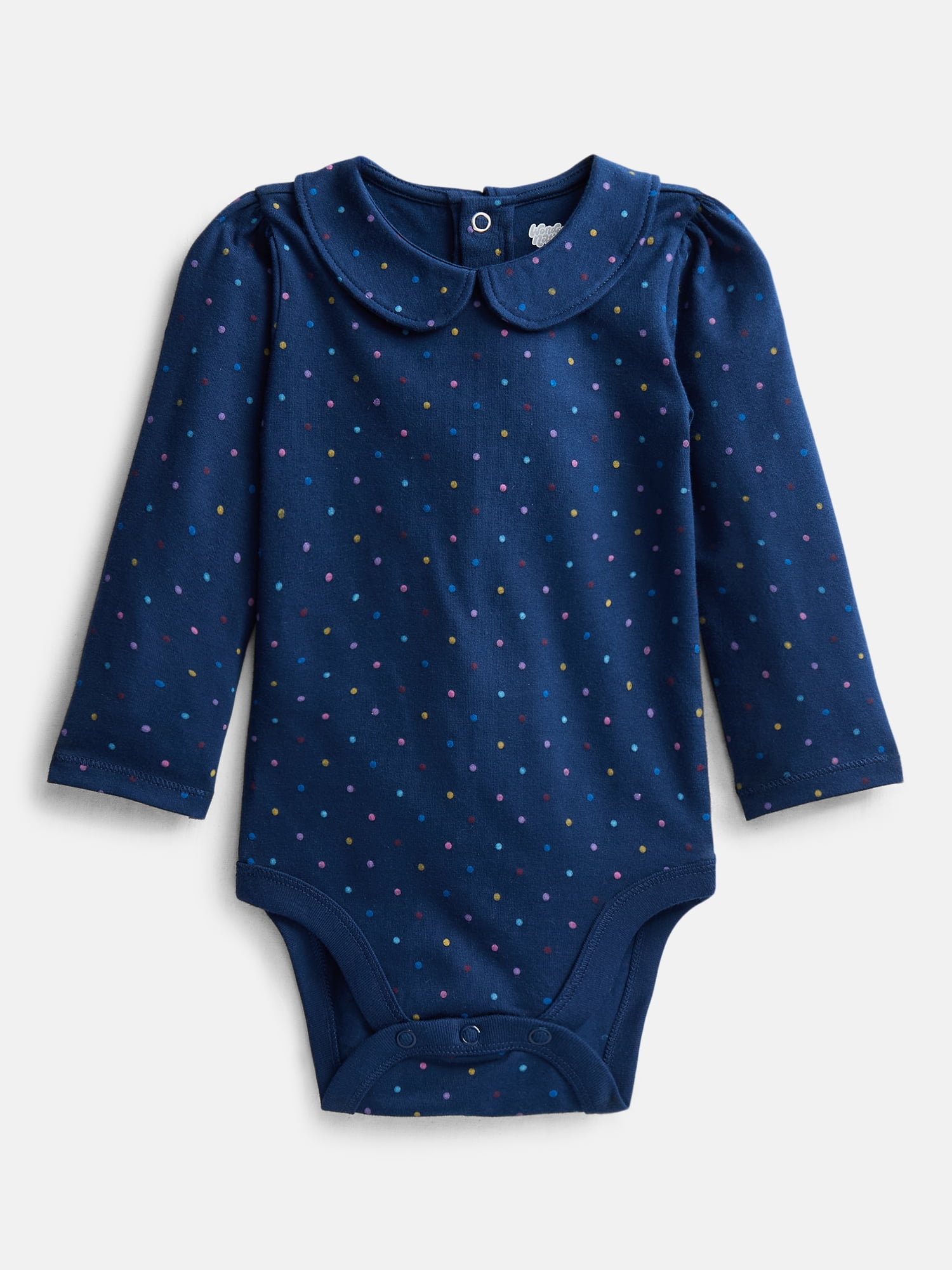 Wonder Nation Baby Girls Collared Bodysuit with Long Sleeves, Sizes 0-24 Months