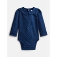 thumbnail image 1 of Wonder Nation Baby Girls Collared Bodysuit with Long Sleeves, Sizes 0-24 Months, 1 of 3