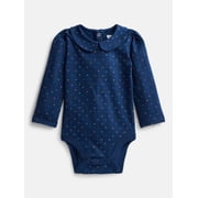 Wonder Nation Baby Girls Collared Bodysuit with Long Sleeves, Sizes 0-24 Months