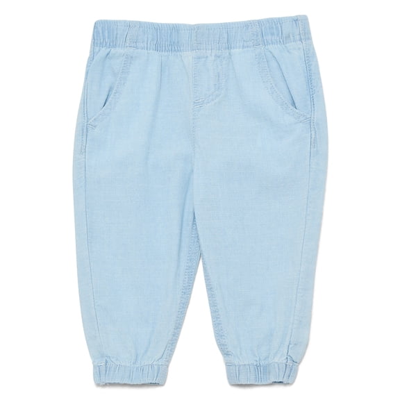 Wonder Nation Baby Girls Cotton Chambray Jogger Pants, Sizes Newborn-24M