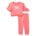 thumbnail image 1 of Wonder Nation Baby Girl Fleece Top & Pant, 2-piece Outfit Set, Sizes 6-24 Months, 1 of 3