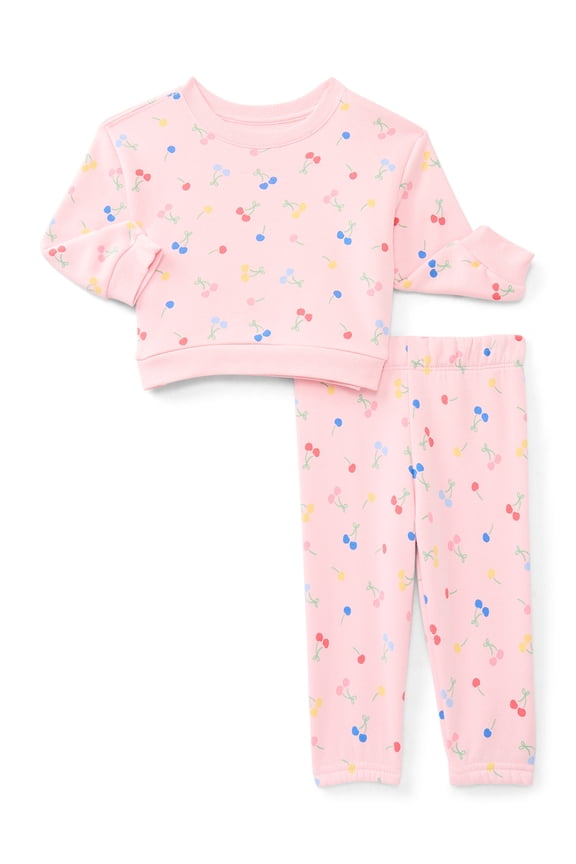 Baby Girl Fleece Top & Pant, 2-piece Outfit Set, Sizes 6-24 Months