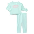 thumbnail image 1 of Wonder Nation Baby Girl Fleece Top & Pant, 2-piece Outfit Set, Sizes 6-24 Months, 1 of 3