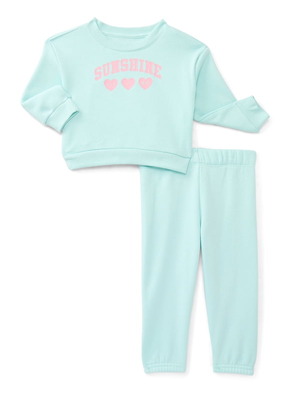 Baby Girl Fleece Top & Pant, 2-piece Outfit Set, Sizes 6-24 Months