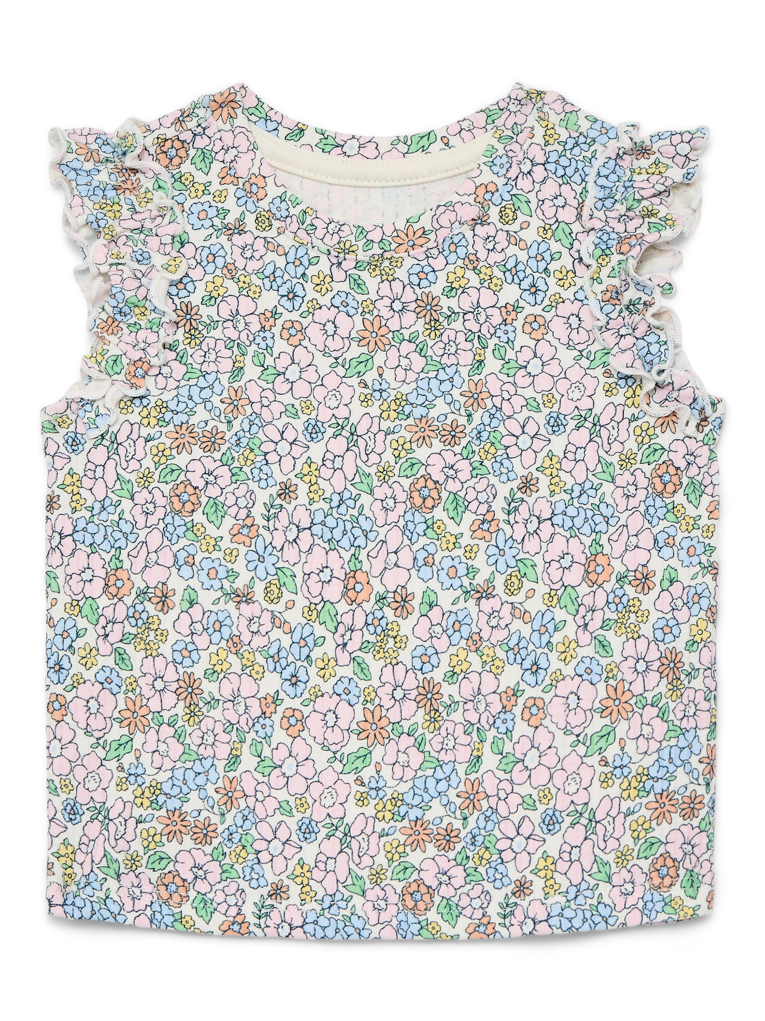 Wonder Nation Baby Girls Tee with Flutter Sleeves, Sizes 0-24 Months