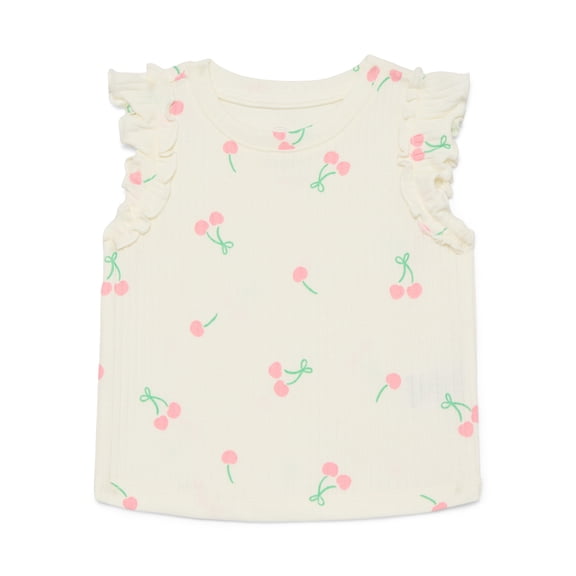 Wonder Nation Baby Girls Tee with Flutter Sleeves, Sizes 0-24 Months