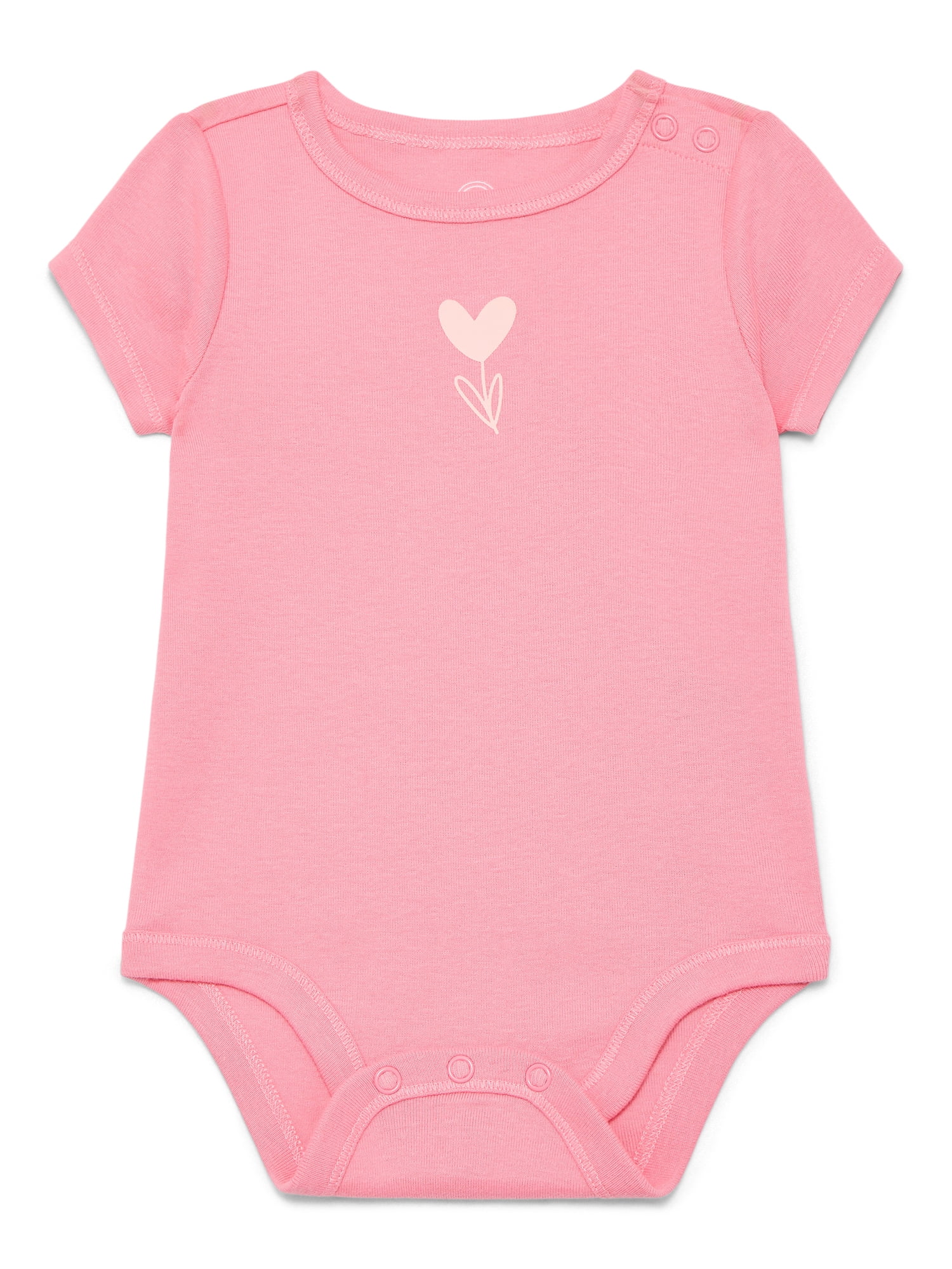 Wonder Nation Baby Girls Bodysuit with Short Sleeves, Sizes 0-24 Months
