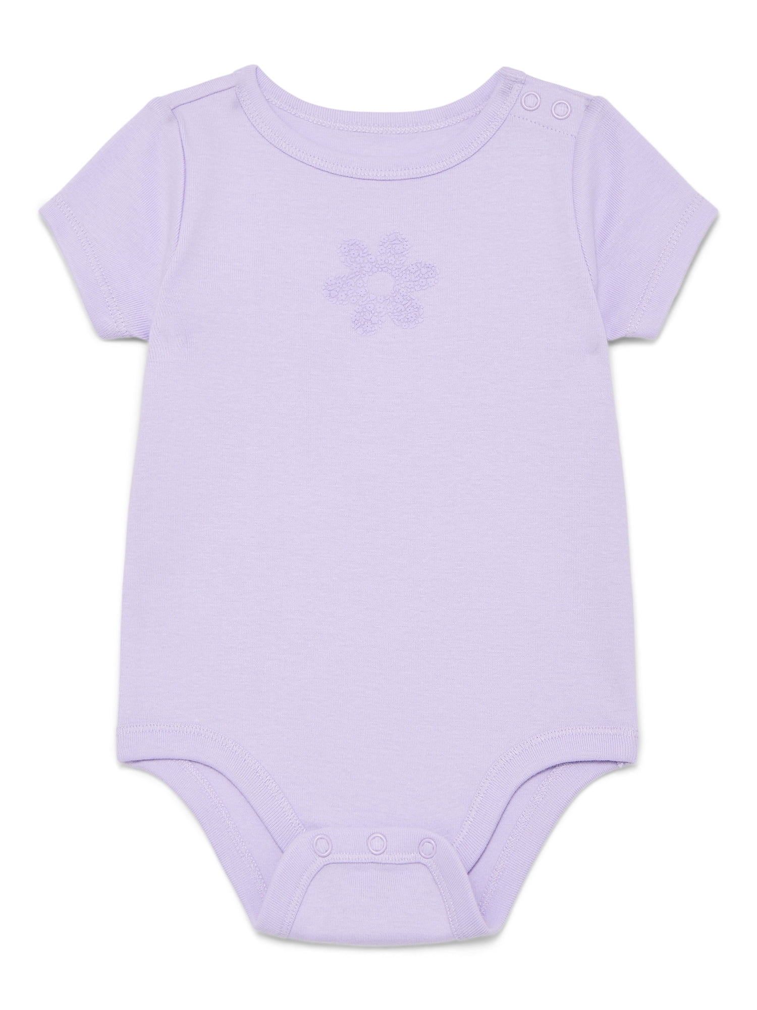 Wonder Nation Baby Girls Bodysuit with Short Sleeves, Sizes 0-24 Months