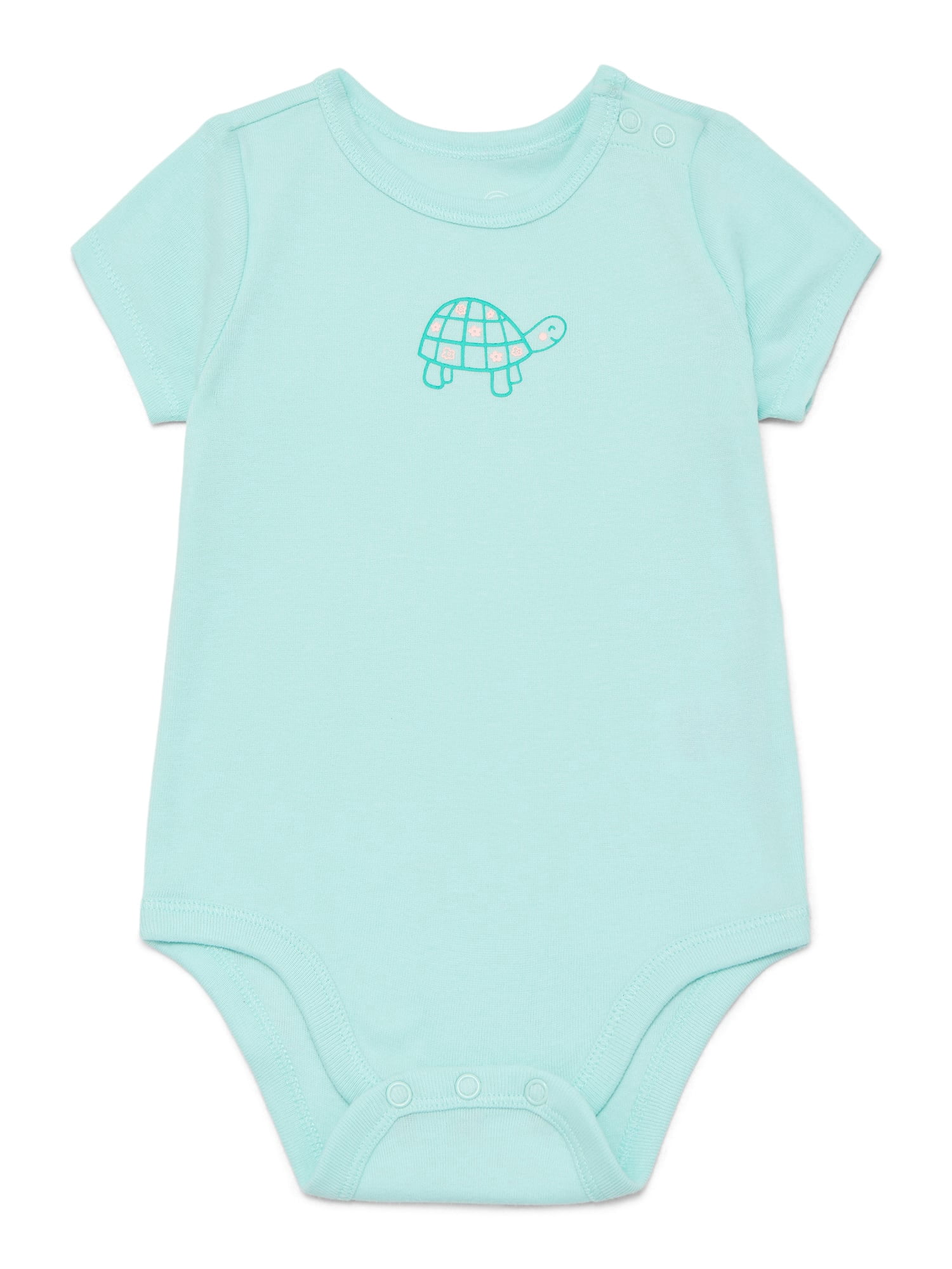Wonder Nation Baby Girls Bodysuit with Short Sleeves, Sizes 0-24 Months