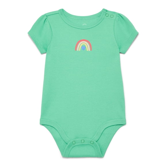 Wonder Nation Baby Girl Short Sleeve Bodysuit, Sizes 0-24 Months