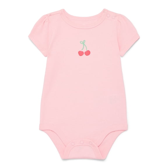 Wonder Nation Baby Girl Short Sleeve Bodysuit, Sizes 0-24 Months