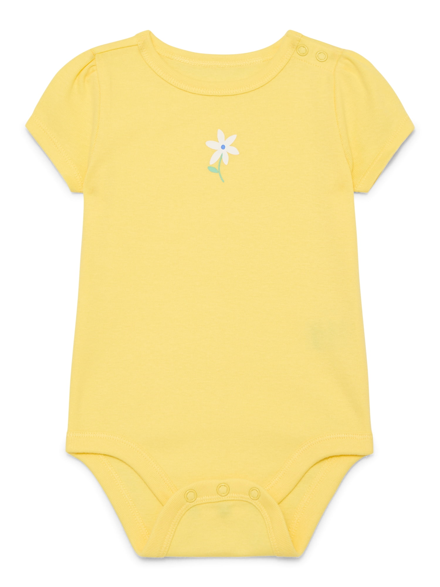Wonder Nation Baby Girl Short Sleeve Bodysuit, Sizes 0-24 Months