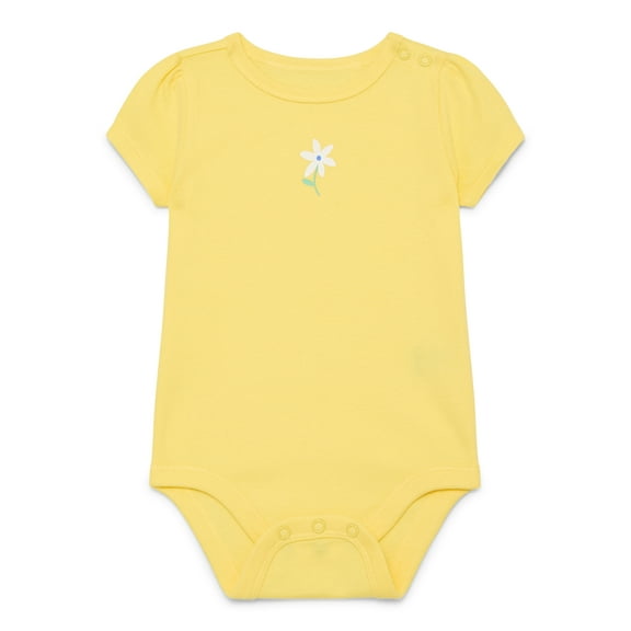 Wonder Nation Baby Girl Short Sleeve Bodysuit, Sizes 0-24 Months