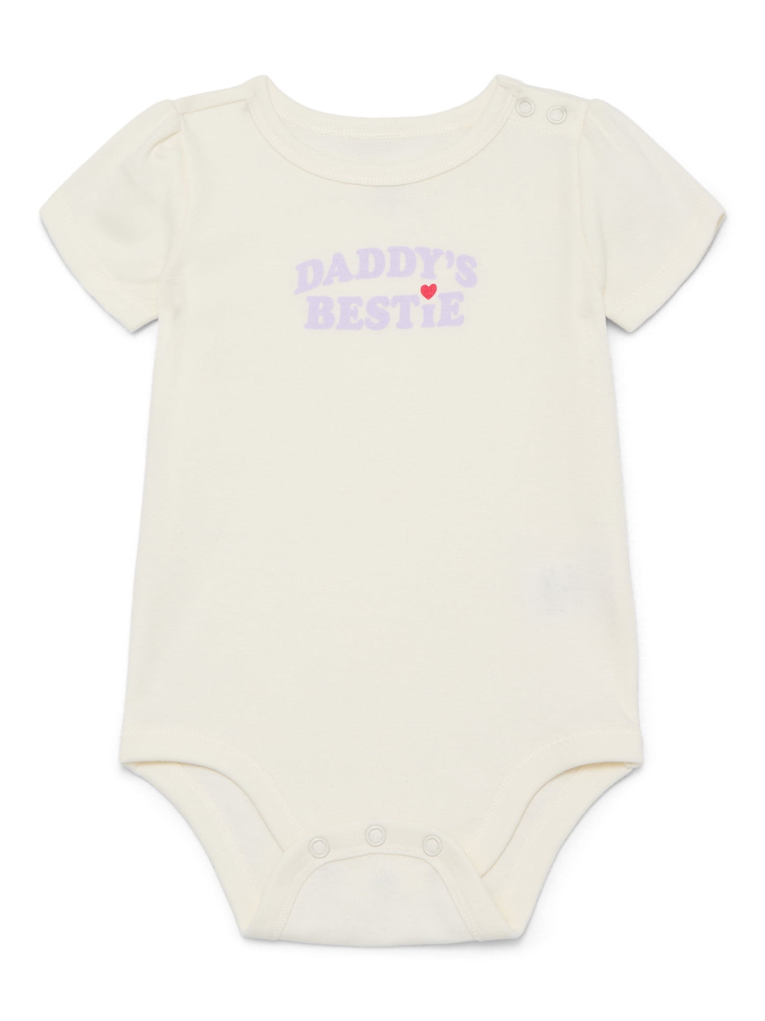 Wonder Nation Baby Girl Short Sleeve Bodysuit, Sizes 0-24 Months