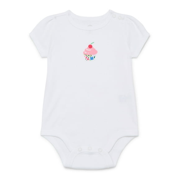 Wonder Nation Baby Girl Short Sleeve Bodysuit, Sizes 0-24 Months