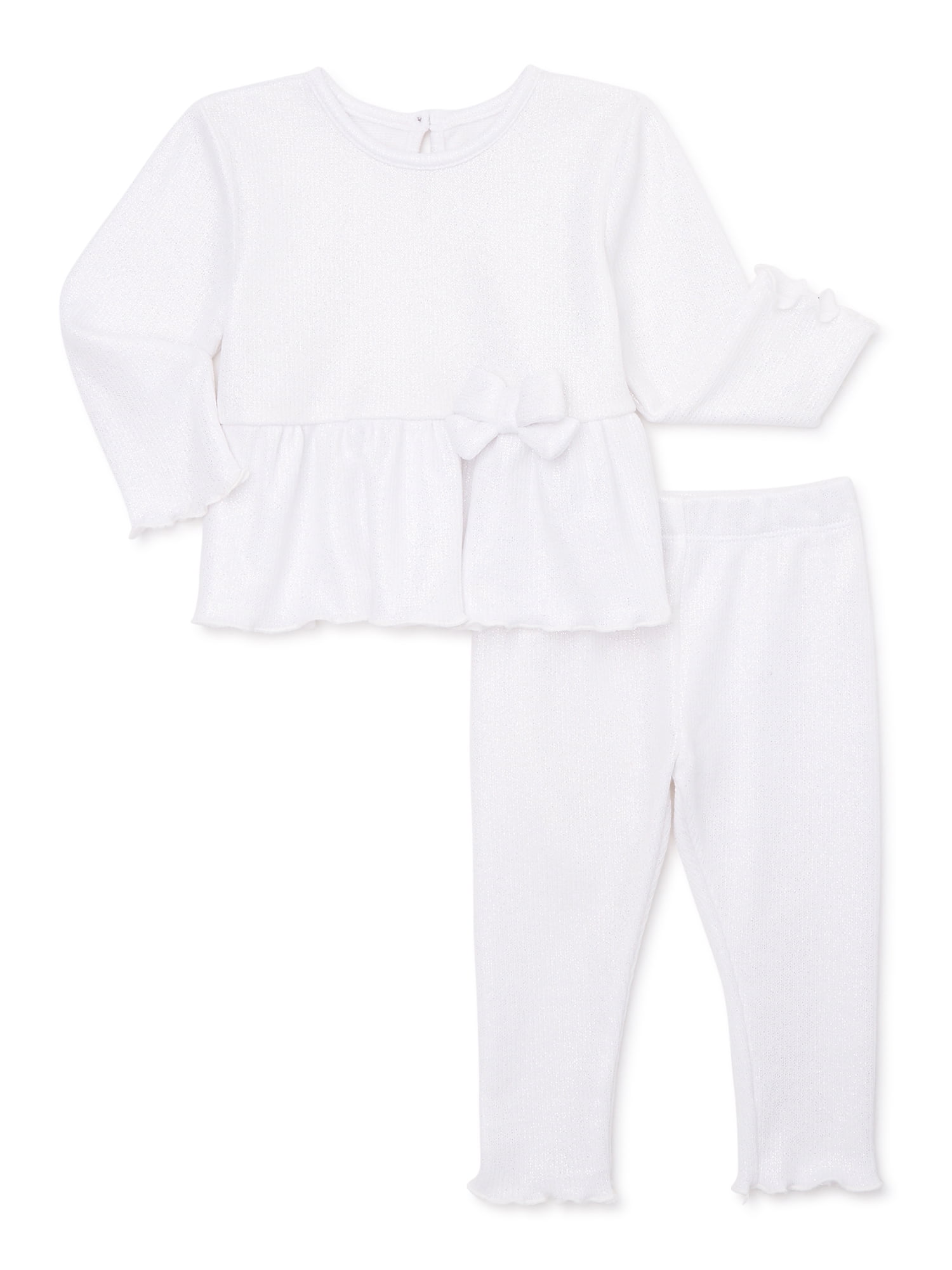 Wonder Nation Baby Girl Holiday Peplum Top and Pant Outfit Set, 2 ...