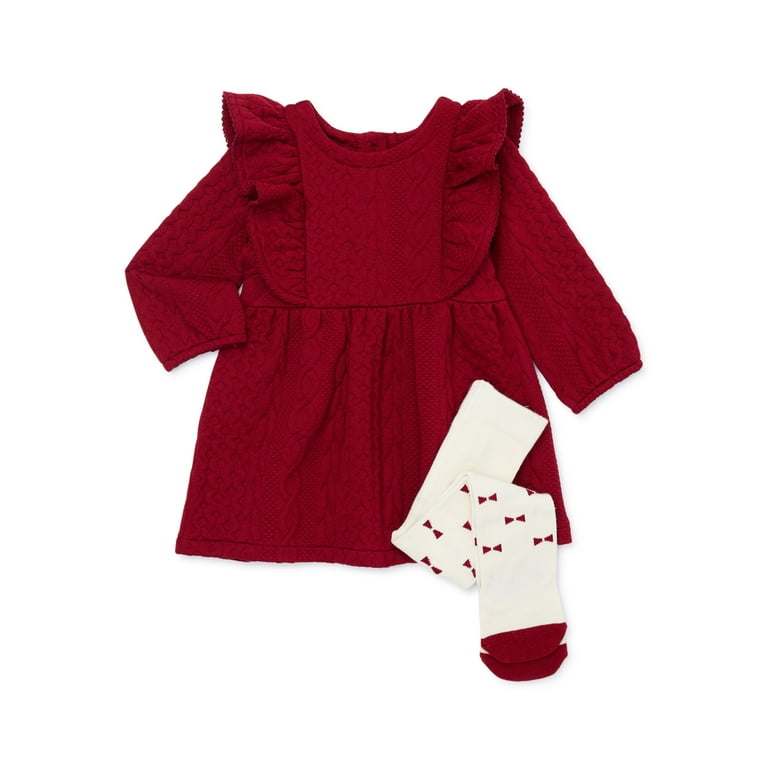 Dress Baby Ruffle Tights RED DRESS WITH BOW AND TIGHTS Tutto Piccolo®
