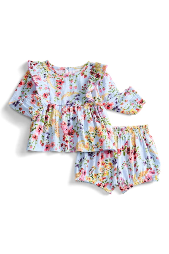 Baby Girls' Long Sleeve Top and Bloomers Set, 2-Piece, Sizes 0/3M-24M