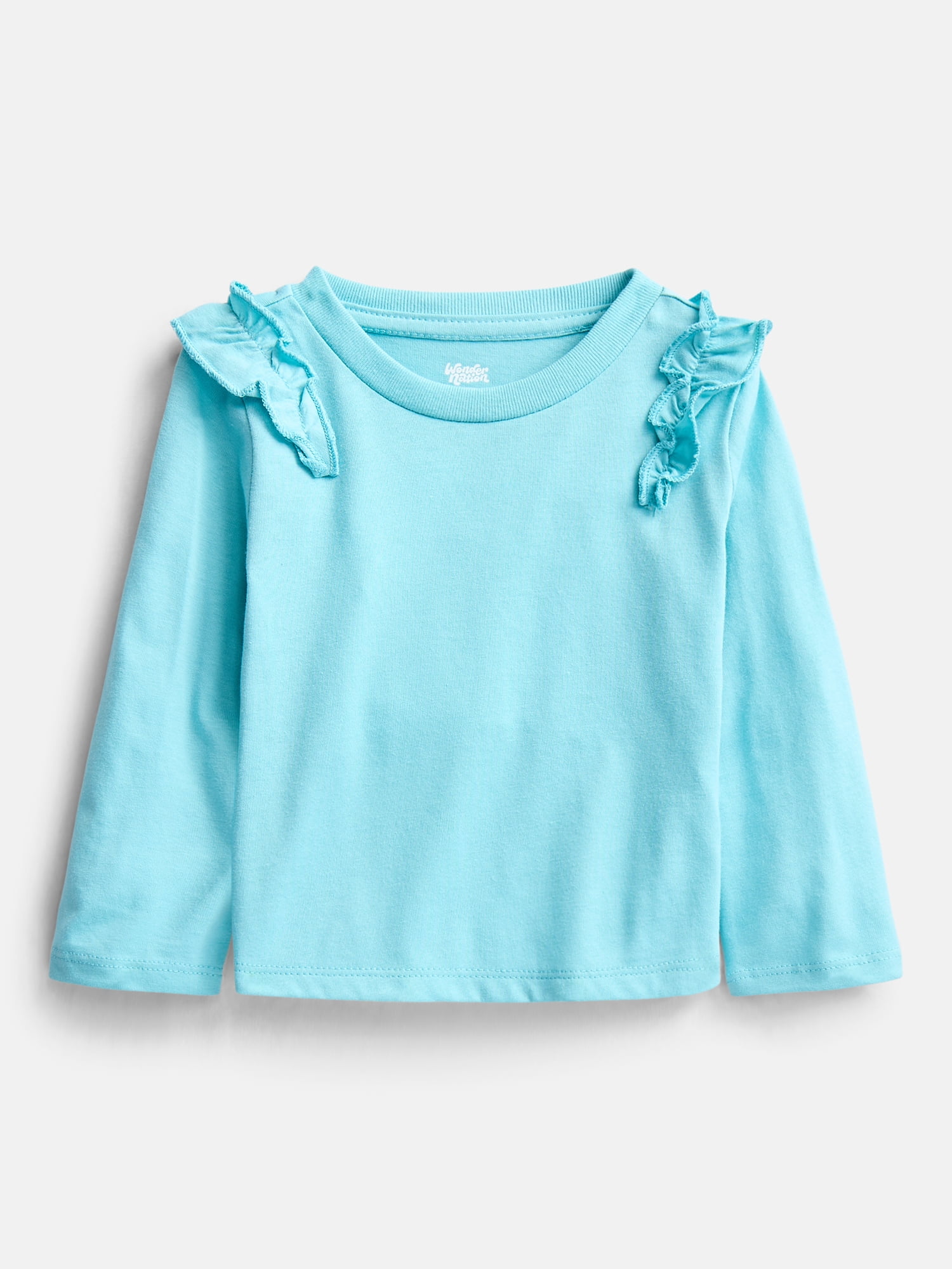 Wonder Nation Baby and Toddler Girls' Tee with Long Flutter Sleeves, Sizes 0M-5T