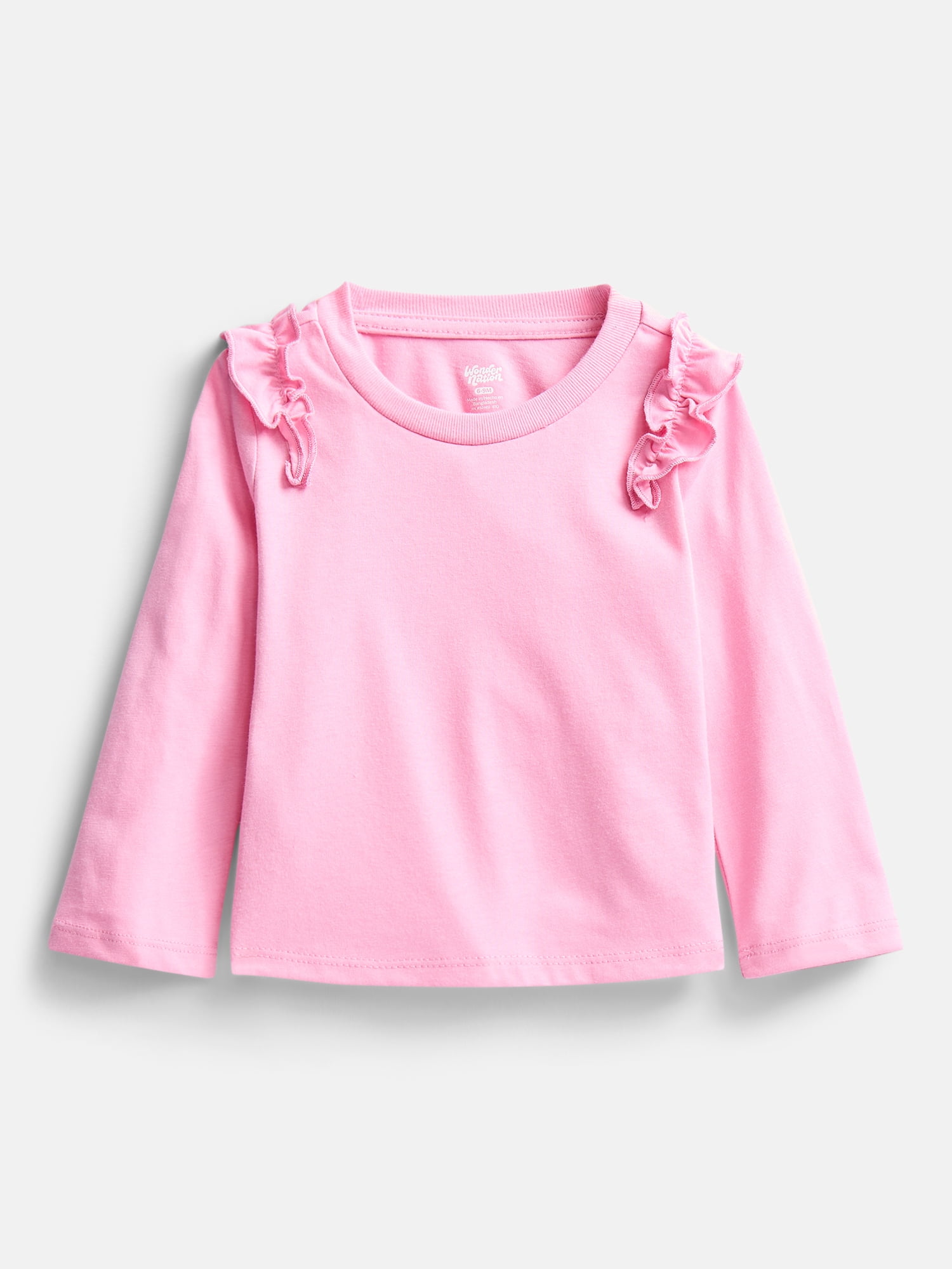 Wonder Nation Baby and Toddler Girls' Tee with Long Flutter Sleeves, Sizes 0M-5T