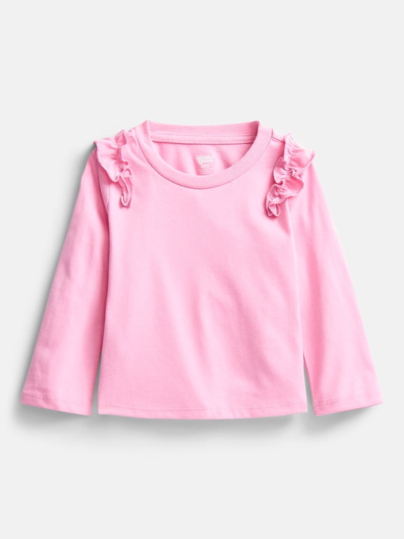 Baby and Toddler Girls' Tee with Long Flutter Sleeves, Sizes 0M-5T