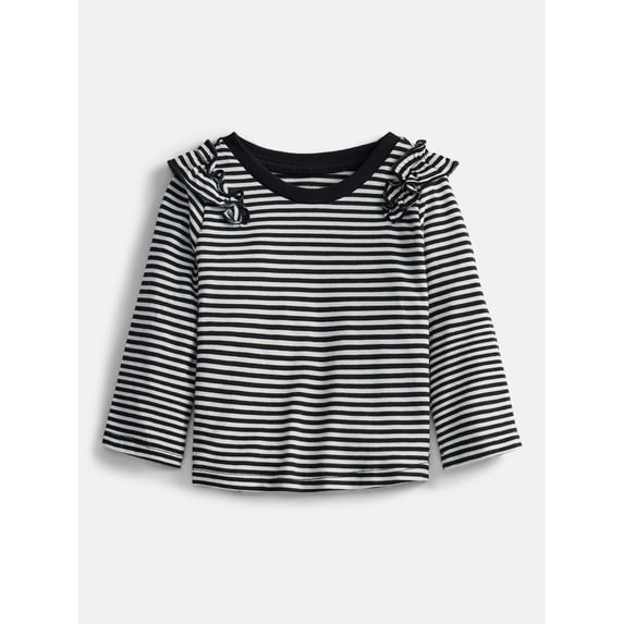 Wonder Nation Baby and Toddler Girls' Tee with Long Flutter Sleeves, Sizes 0M-5T