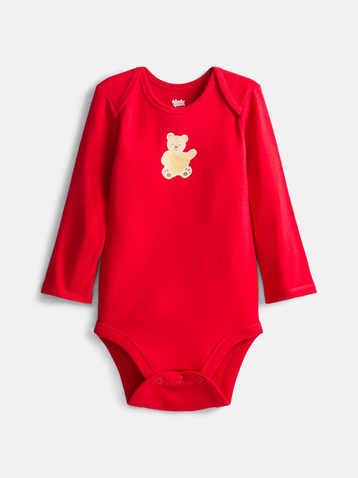 Wonder Nation Baby Girls’ Cotton Graphic Bodysuit with Long Sleeves, Sizes 0M-24M
