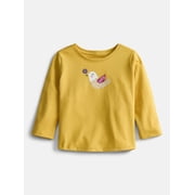 Baby Girls’ Graphic Tee with Long Sleeves, Sizes 0M-24M