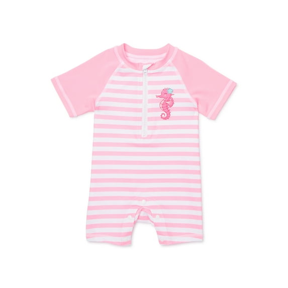 Wonder Nation Baby Girl One-Piece Rashguard Swimsuit
