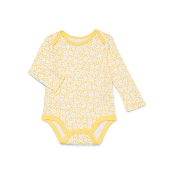 Wonder Nation Baby Girls Bodysuit with Long Sleeves, Sizes 0-24 Months