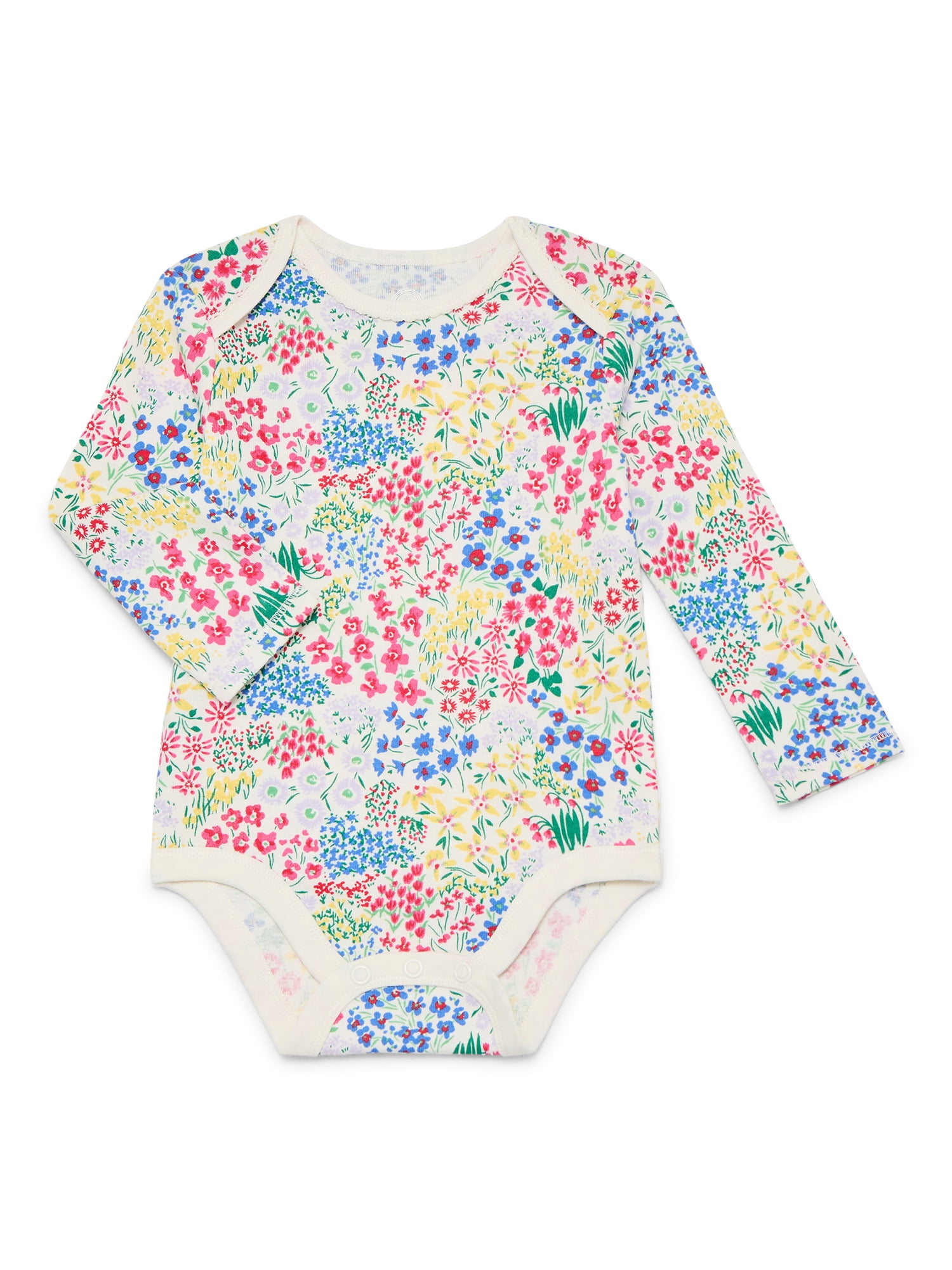 Wonder Nation Baby Girls Bodysuit with Long Sleeves, Sizes 0-24 Months