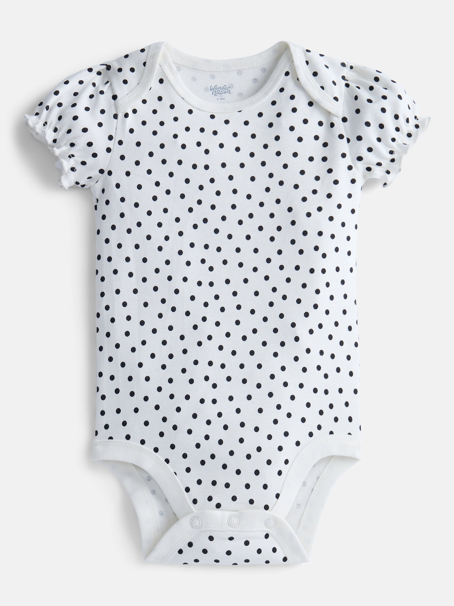 Wonder Nation Baby Girls' Graphic Cotton Bodysuit with Short Puff Sleeves, Sizes 0M-24M