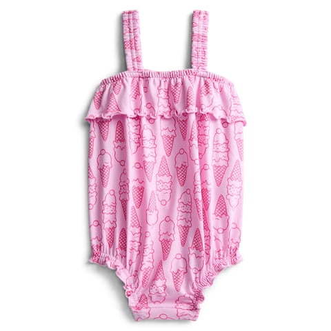 Wonder Nation Baby Girls' Ruffle Print Tank Romper, Sizes 0M-24M