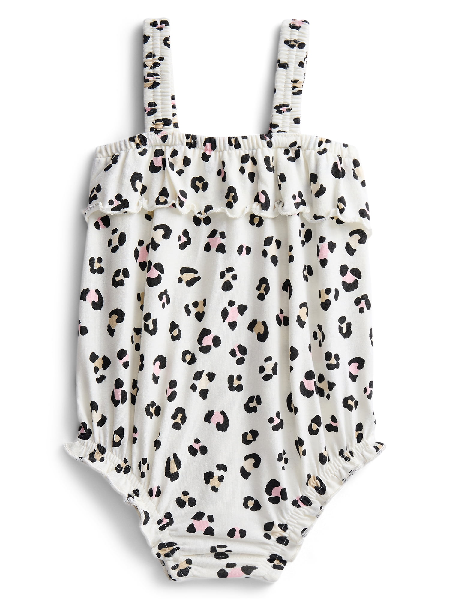for pets only ☆フォーペッツオンリー レオパード柄　フリル リード Wonder Nation Baby Girls' Ruffle Print Tank Romper, Sizes 0M-24M