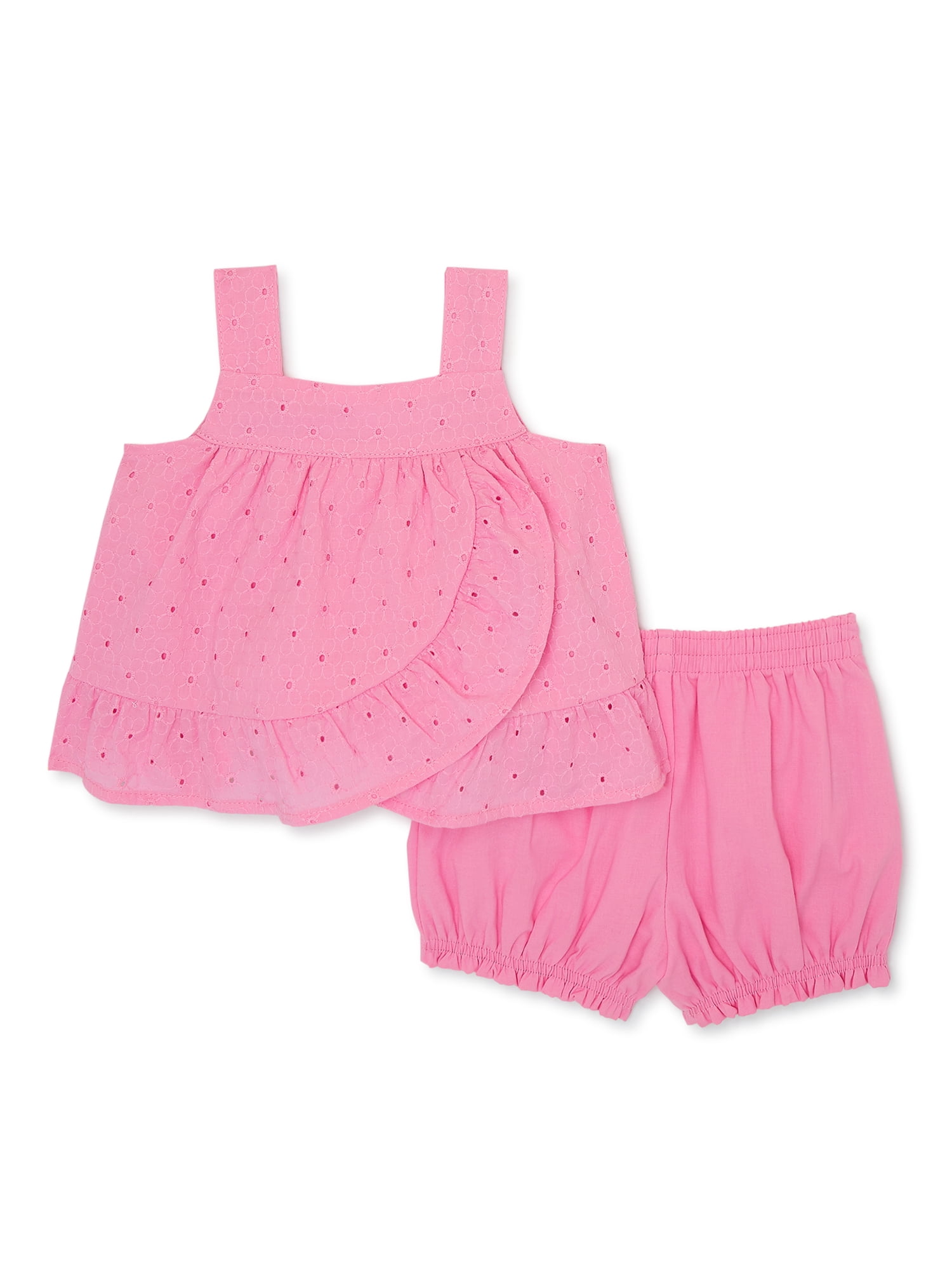 Wonder Nation Baby Girl Ruffled Top and Shorts Set, 2Piece, Sizes 0/3M