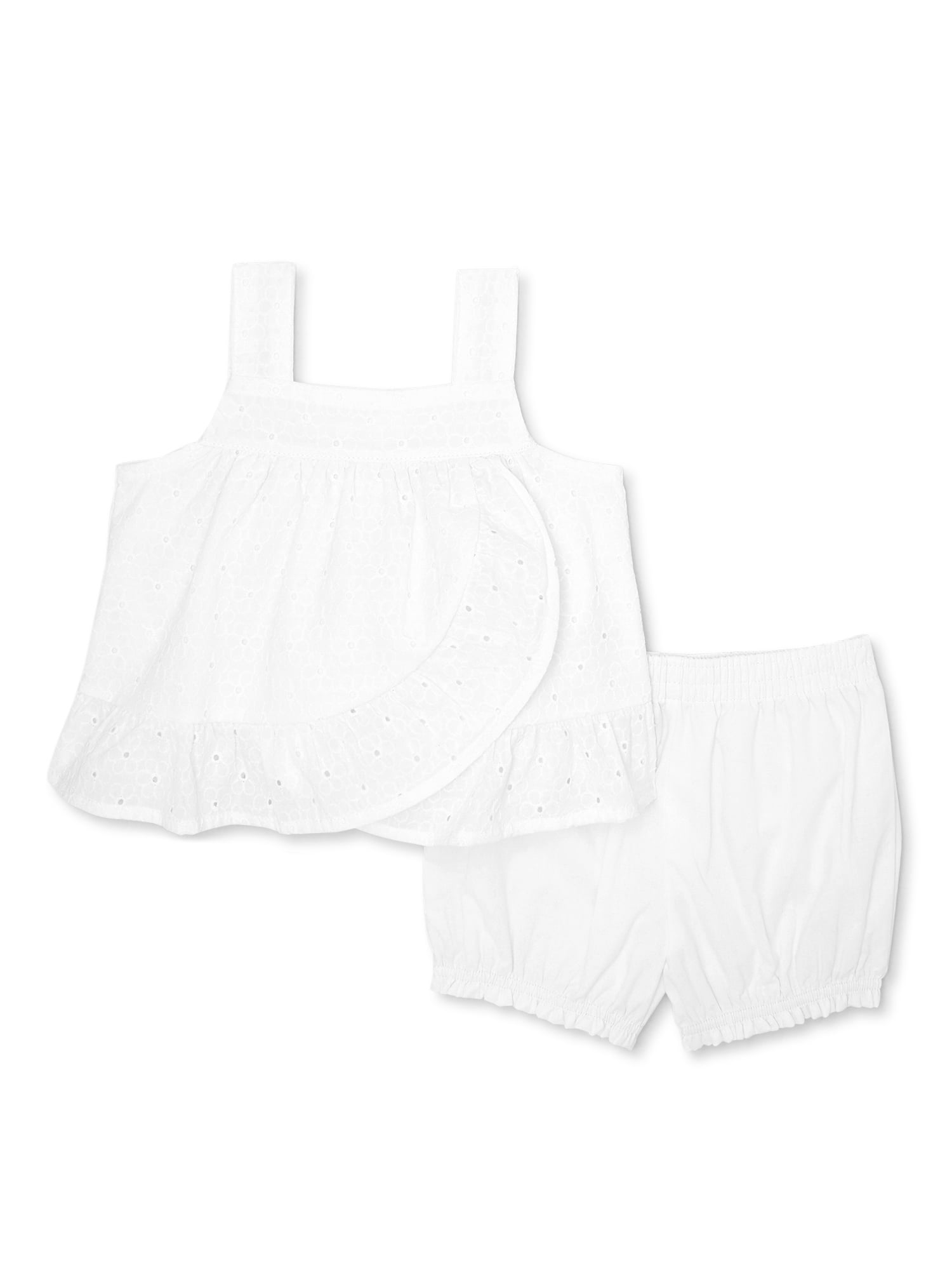 Wonder Nation Baby Girl Ruffled Top and Shorts Set, 2Piece, Sizes 0/3M