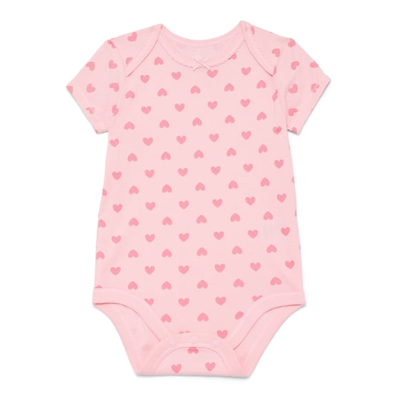 Wonder Nation Baby Girls Bodysuit with Short Sleeves, Sizes 0-24 Months