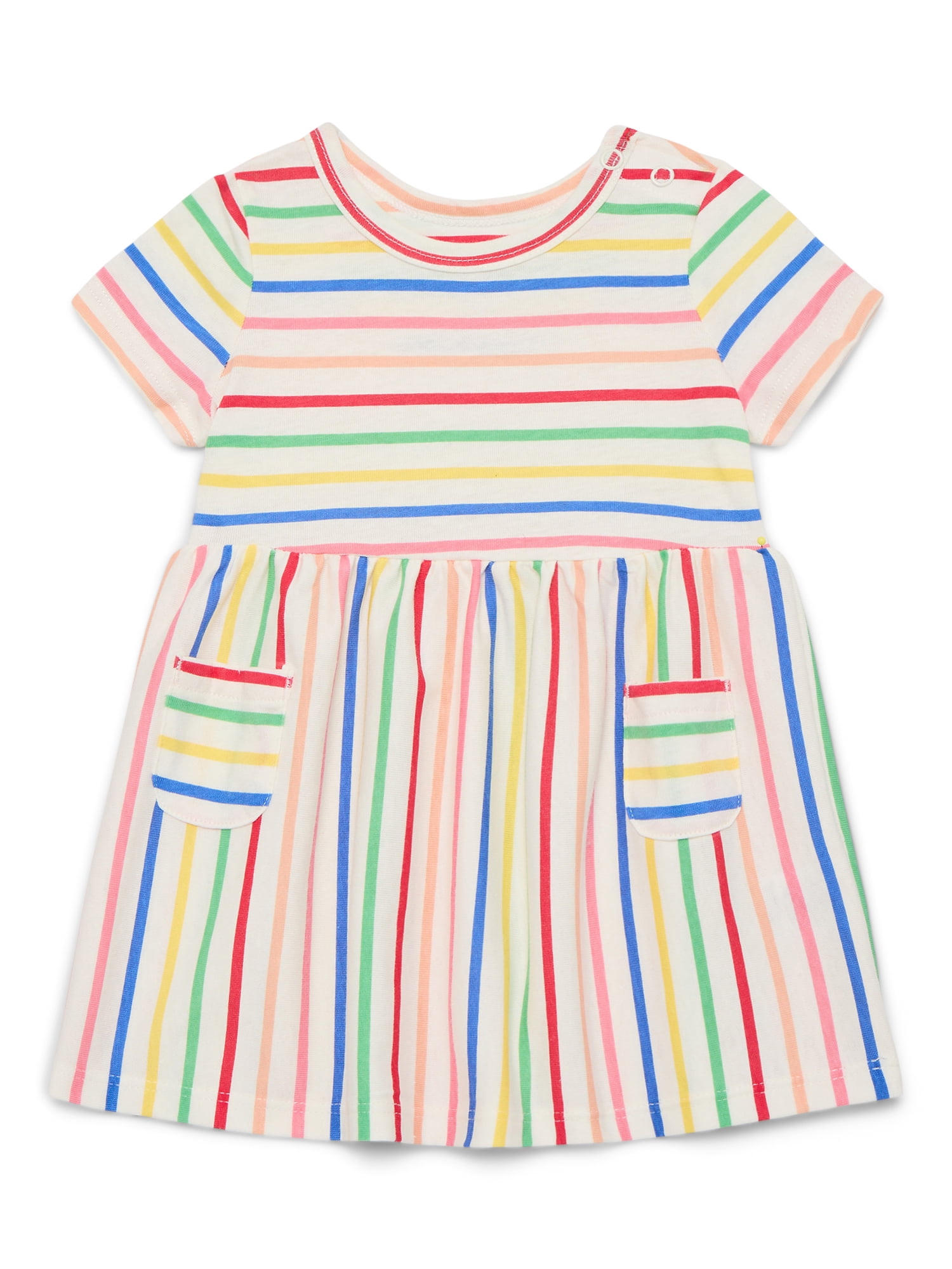 Wonder Nation Baby Girl Short Sleeve Dress, Sizes 0-5T