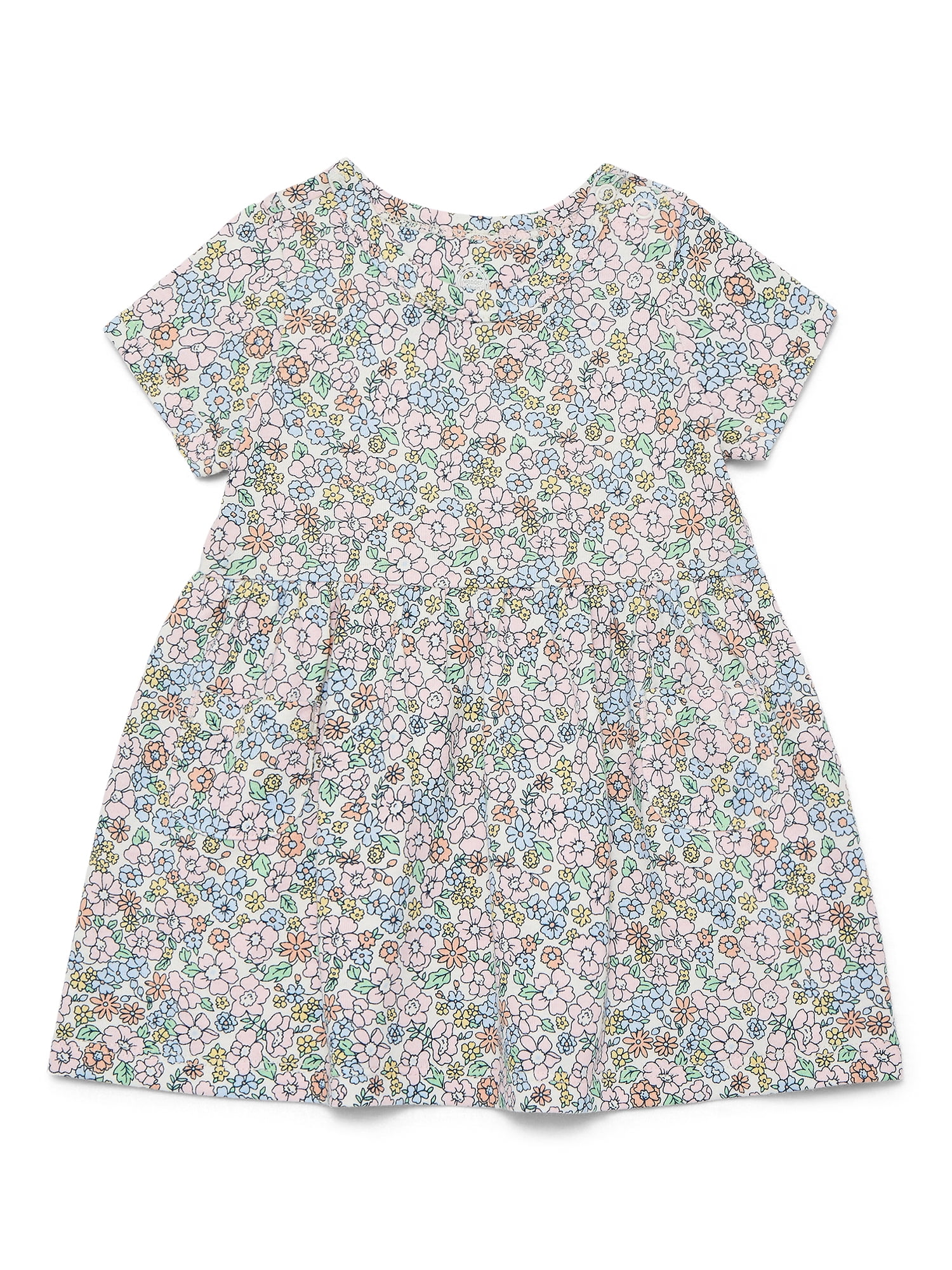 Wonder Nation Baby Girl Short Sleeve Dress, Sizes 0-5T