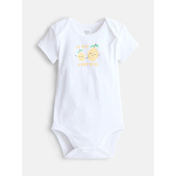 Wonder Nation Baby Girls Lap Bodysuit with Short Sleeves, Sizes 0M-24M