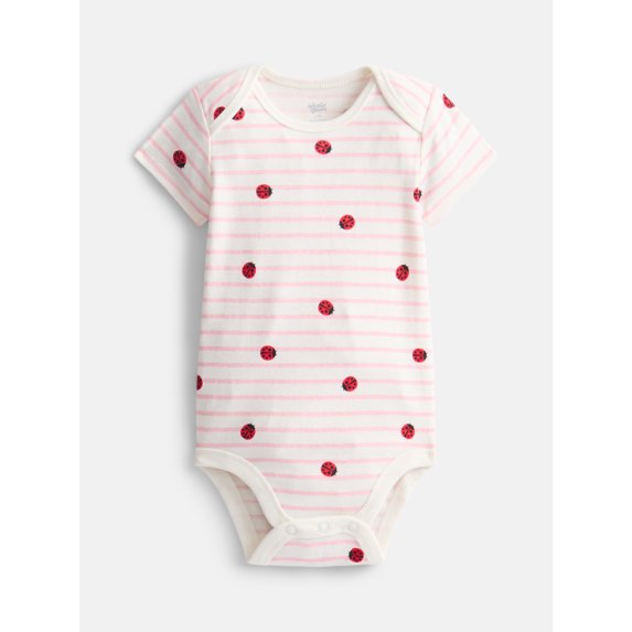 Wonder Nation Baby Girls Lap Bodysuit with Short Sleeves, Sizes 0M-24M