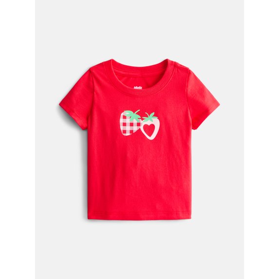 Wonder Nation Baby and Toddler Girls Graphic Tee with Short Sleeves, Sizes 0M-6T