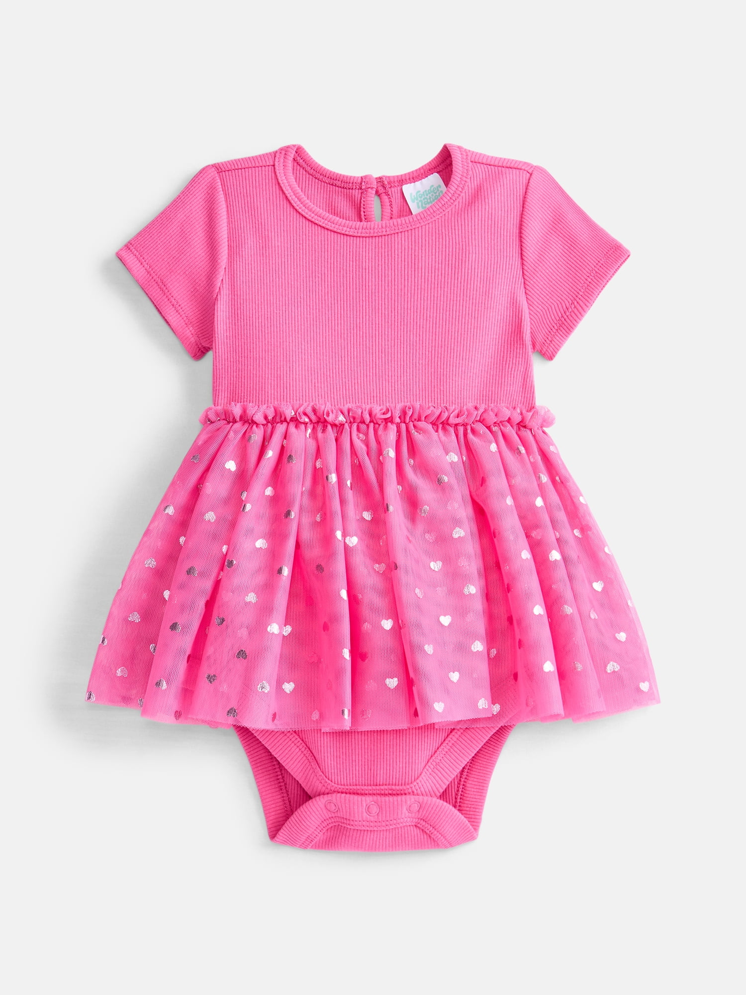 Wonder Nation Baby Girls Tutu Dress with Short Sleeves, Sizes 0/3M-24M