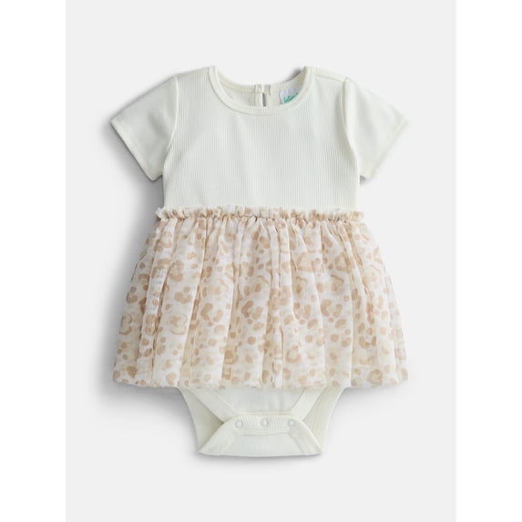 Wonder Nation Baby Girls Tutu Dress with Short Sleeves, Sizes 0/3M-24M