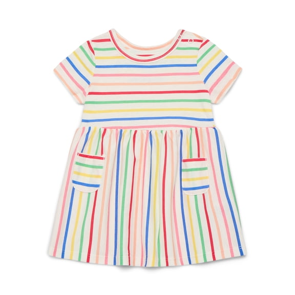 Wonder Nation Baby Girl Short Sleeve Dress, Sizes 0-24 Months